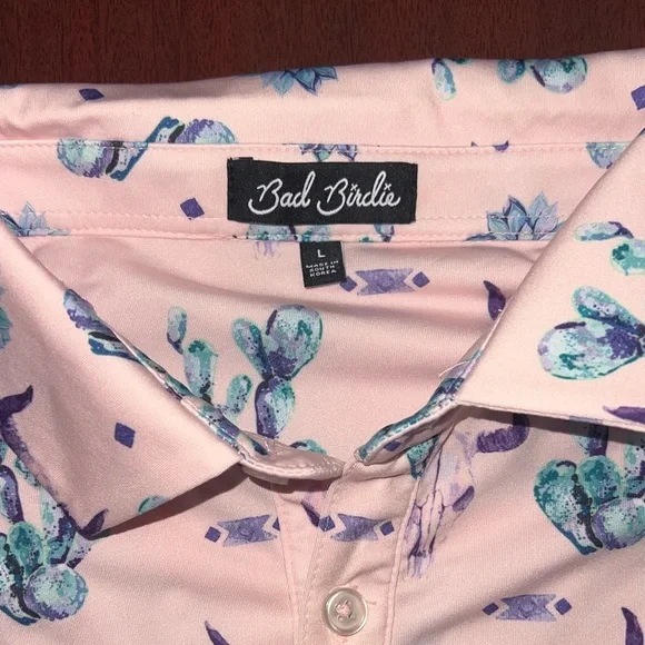 Bad Birdie Pink and Purple Cactus Polo - Picture 3 of 4